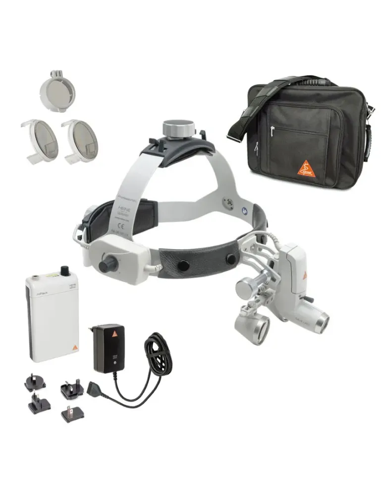 HEINE ML4 LED Kopfleuchte mit HR Binokularlupen mit mPack