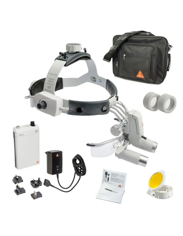 HEINE ML4 LED Kopfleuchte mit HRP Binokularlupen mit S-GUARD